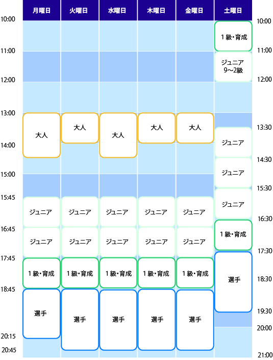 ジュニア練習時間割